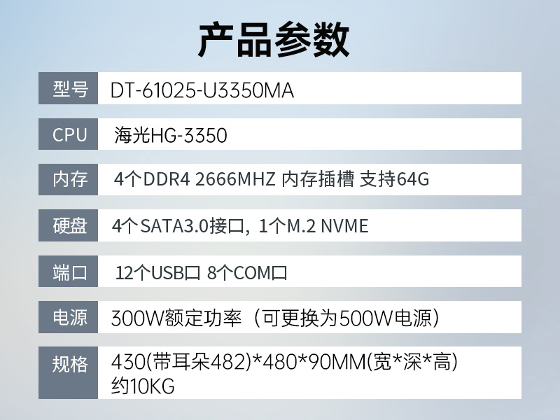 國產(chǎn)化海光2U工控機|銀河麒麟國產(chǎn)操作系統(tǒng)|DT-61025-U3350MA